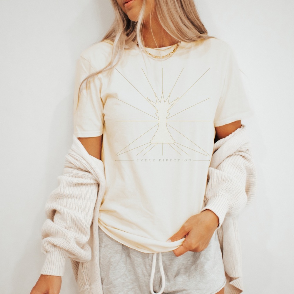 Every Direction Queen Chess Piece Starburst Tee